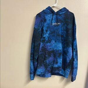 Blue and Black Hollister Tie-Dye Hoodie